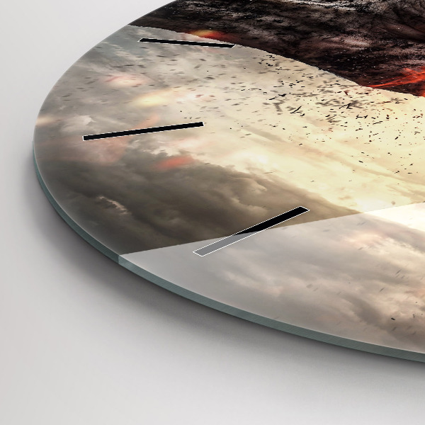 Ceas rotund de perete din sticlă Pumnii Puterea Puterea