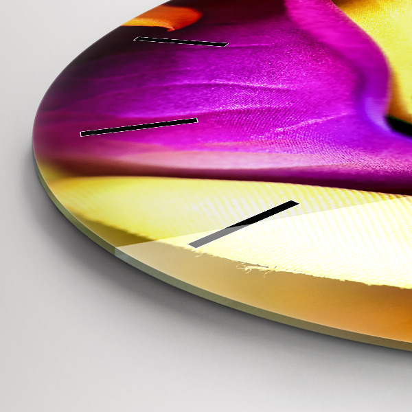 Ceas rotund de perete din sticlă Trandafir curcubeu