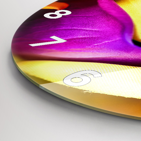 Ceas rotund de perete din sticlă Trandafir curcubeu