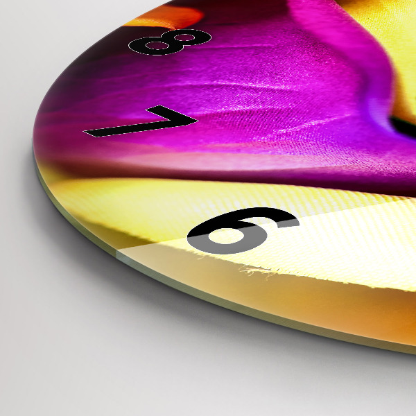 Ceas rotund de perete din sticlă Trandafir curcubeu