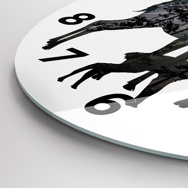 Ceas rotund de perete din sticlă Familia de căprioare