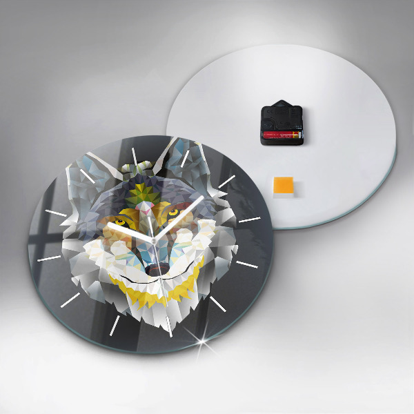 Ceas rotund de perete din sticlă Cap de lup