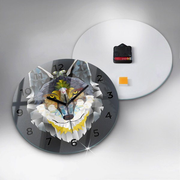 Ceas rotund de perete din sticlă Cap de lup