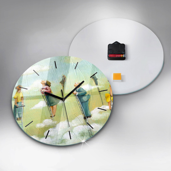 Ceas rotund de perete din sticlă Oameni pe scări