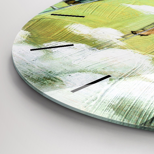 Ceas rotund de perete din sticlă Oameni pe scări