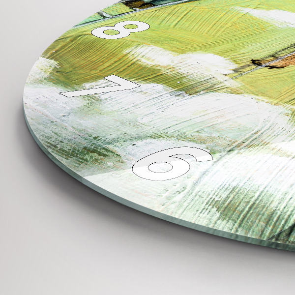 Ceas rotund de perete din sticlă Oameni pe scări