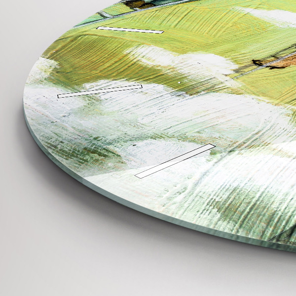 Ceas rotund de perete din sticlă Oameni pe scări