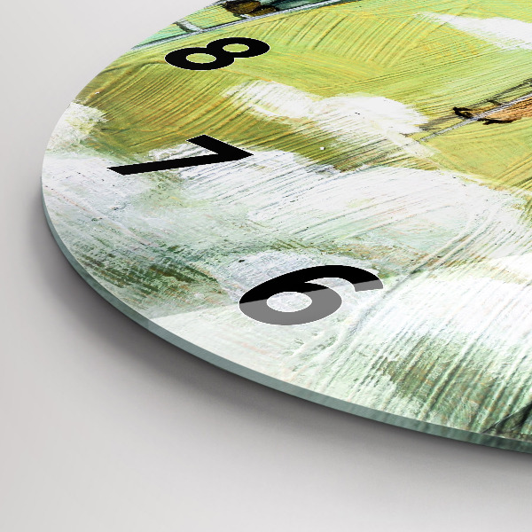 Ceas rotund de perete din sticlă Oameni pe scări