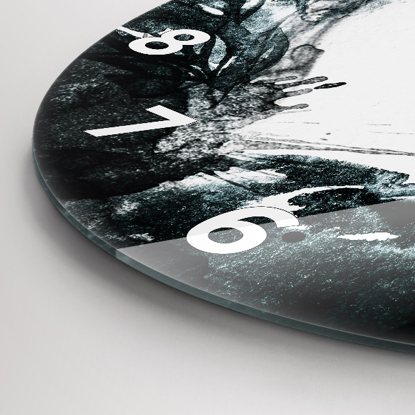 Ceas rotund de perete din sticlă Portret de femeie cu buze roșii