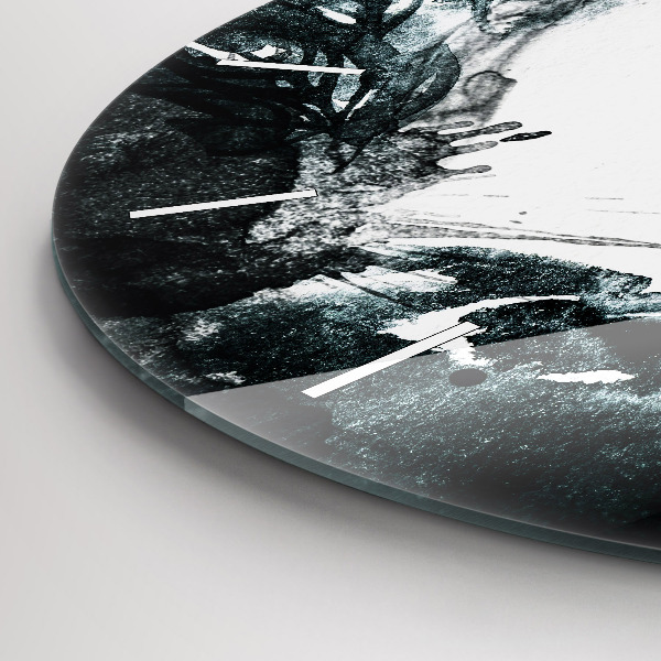 Ceas rotund de perete din sticlă Portret de femeie cu buze roșii