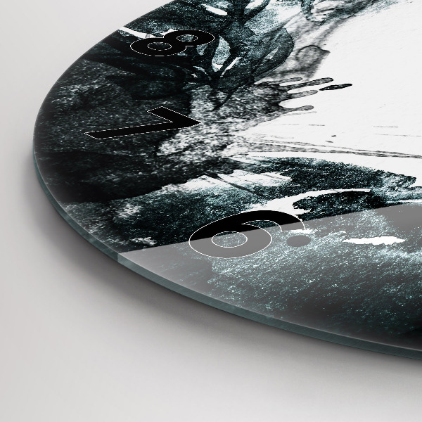 Ceas rotund de perete din sticlă Portret de femeie cu buze roșii