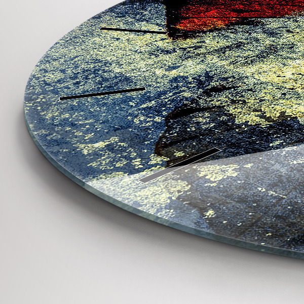 Ceas rotund de perete din sticlă Stil vintage fluture