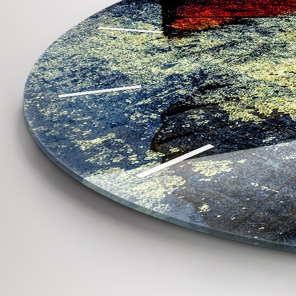 Ceas rotund de perete din sticlă Stil vintage fluture