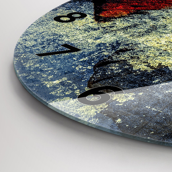 Ceas rotund de perete din sticlă Stil vintage fluture