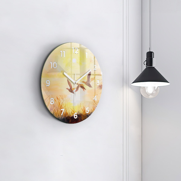 Ceas rotund de perete din sticlă Macarale la apus