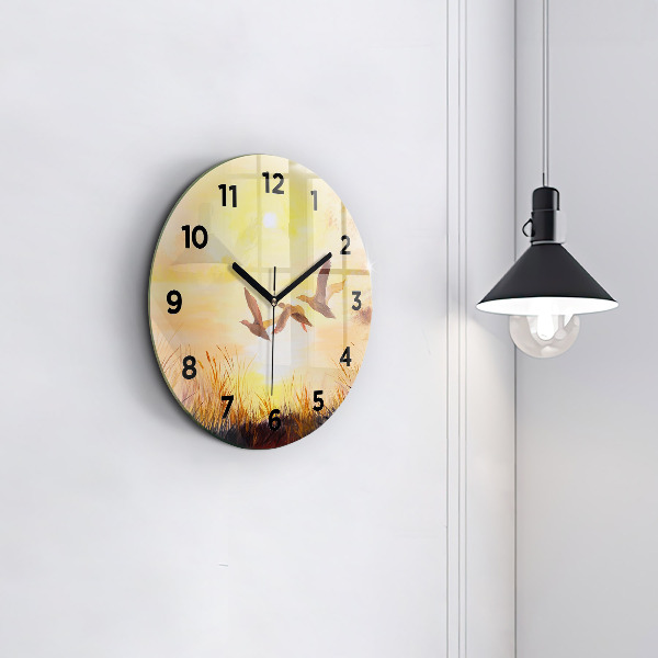 Ceas rotund de perete din sticlă Macarale la apus