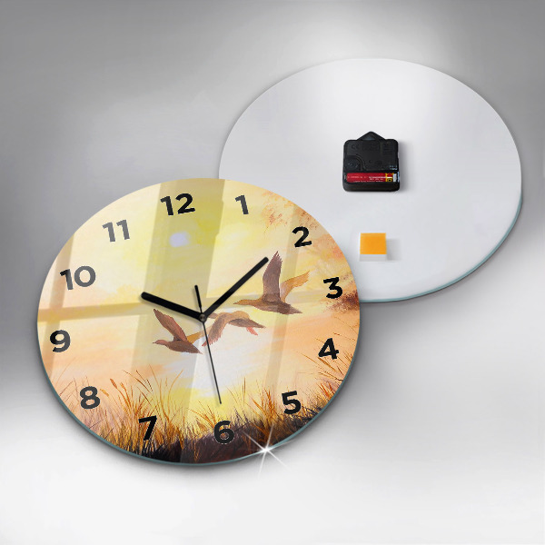 Ceas rotund de perete din sticlă Macarale la apus