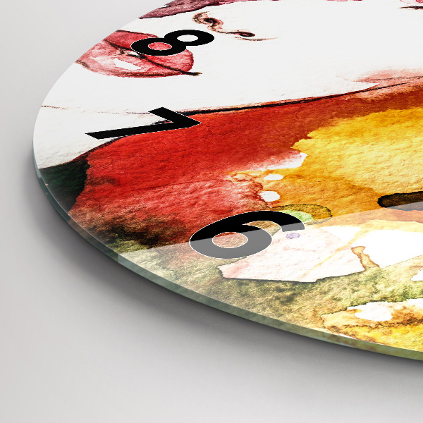 Ceas rotund de perete din sticlă Portretul colorat al unei femei