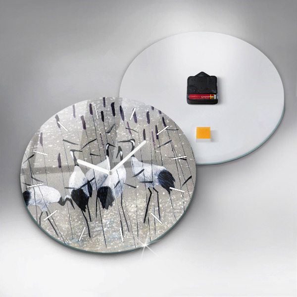 Ceas rotund de perete din sticlă Macarale în stuf