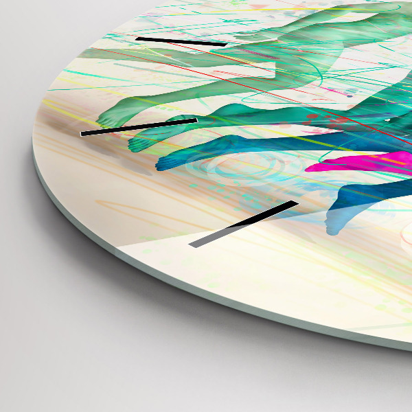 Ceas rotund de perete din sticlă Oameni colorați