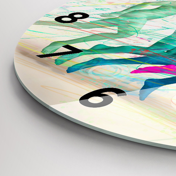 Ceas rotund de perete din sticlă Oameni colorați