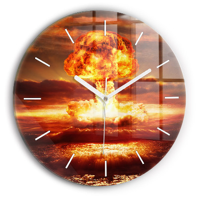 Ceas rotund de perete din sticlă Explozia unei bombe atomice