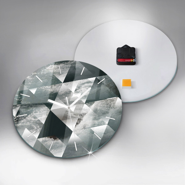 Ceas rotund de perete din sticlă Valuri abstracte ale mării