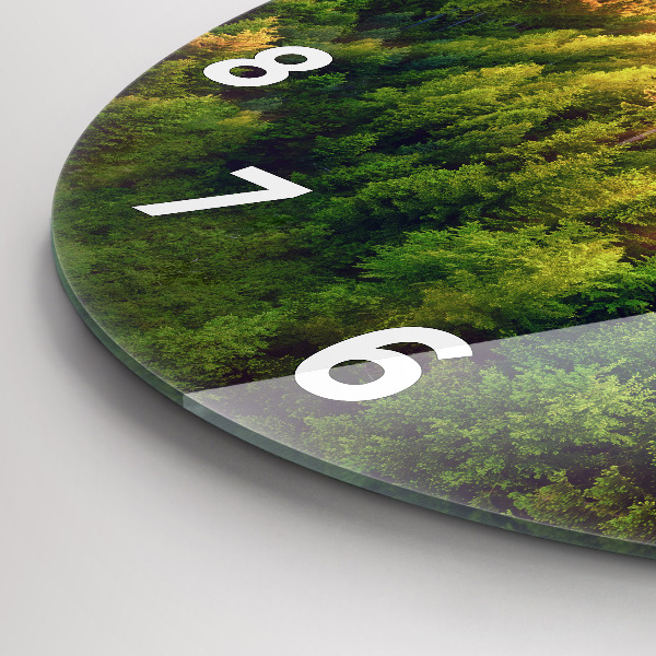 Ceas rotund de perete din sticlă Apus peste dealuri