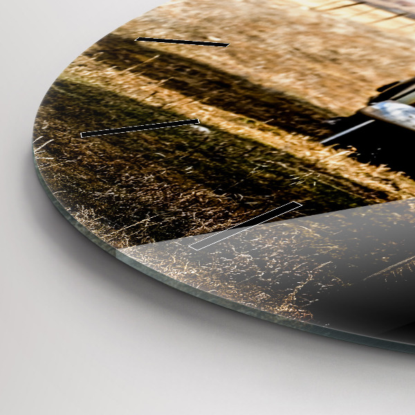 Ceas rotund de perete din sticlă Mașini vechi