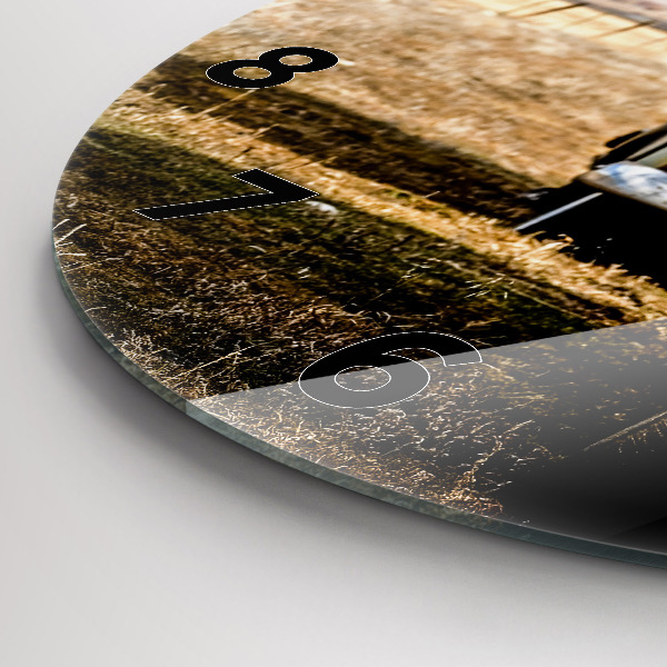 Ceas rotund de perete din sticlă Mașini vechi