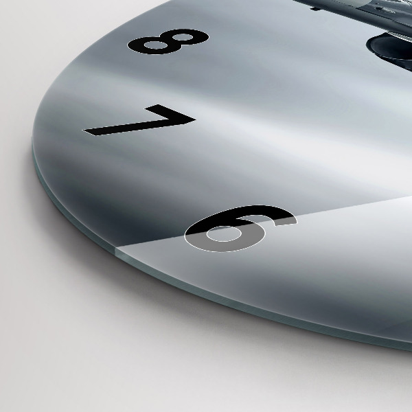 Ceas rotund de perete din sticlă Avion militar