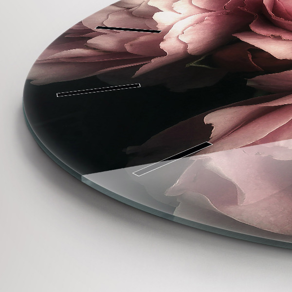 Ceas rotund de perete din sticlă Buchet de trandafiri roz