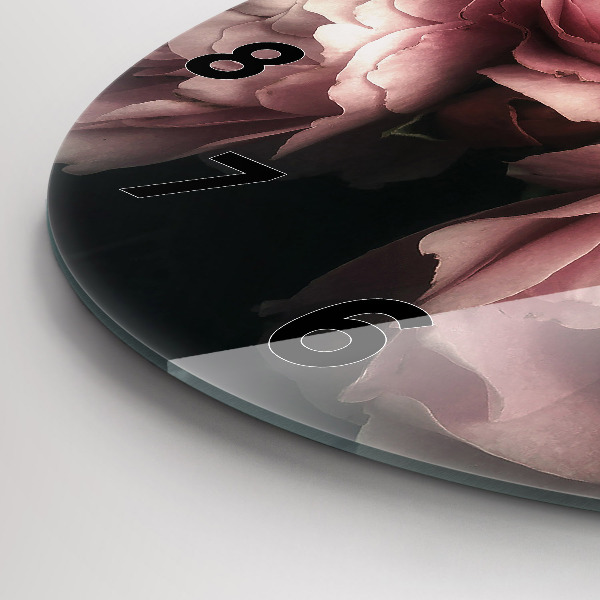 Ceas rotund de perete din sticlă Buchet de trandafiri roz