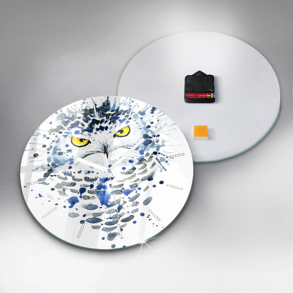 Ceas rotund de perete din sticlă Aspect de bufniță