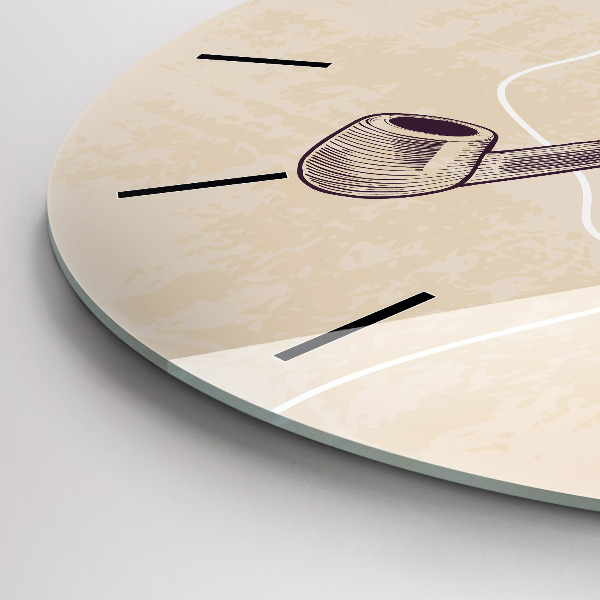 Ceas rotund de perete din sticlă Bărbat cu pipă