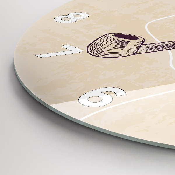 Ceas rotund de perete din sticlă Bărbat cu pipă