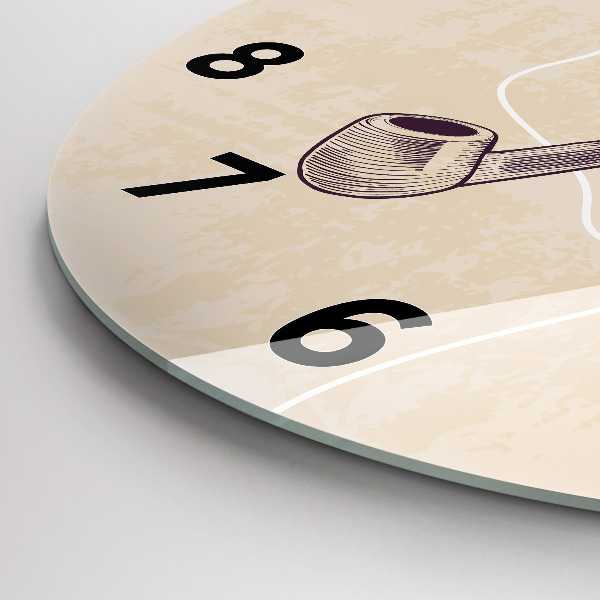 Ceas rotund de perete din sticlă Bărbat cu pipă