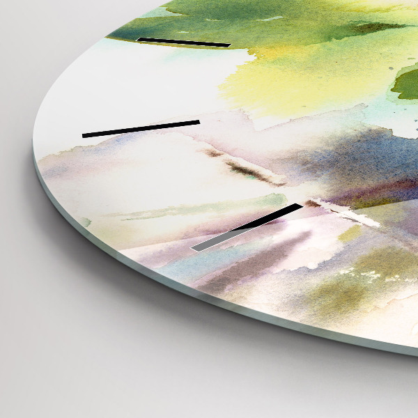 Ceas rotund de perete din sticlă Trandafiri într-o vază de acuarelă