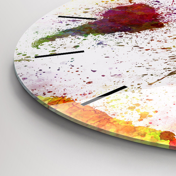 Ceas rotund de perete din sticlă Harta lumii acuarela