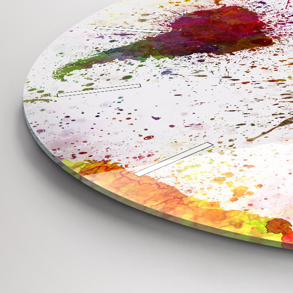 Ceas rotund de perete din sticlă Harta lumii acuarela