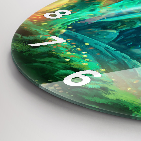 Ceas rotund de perete din sticlă Copii în pădure