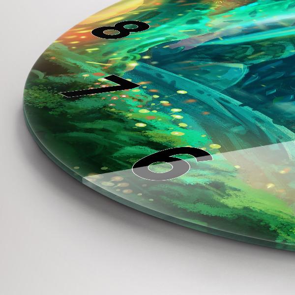 Ceas rotund de perete din sticlă Copii în pădure