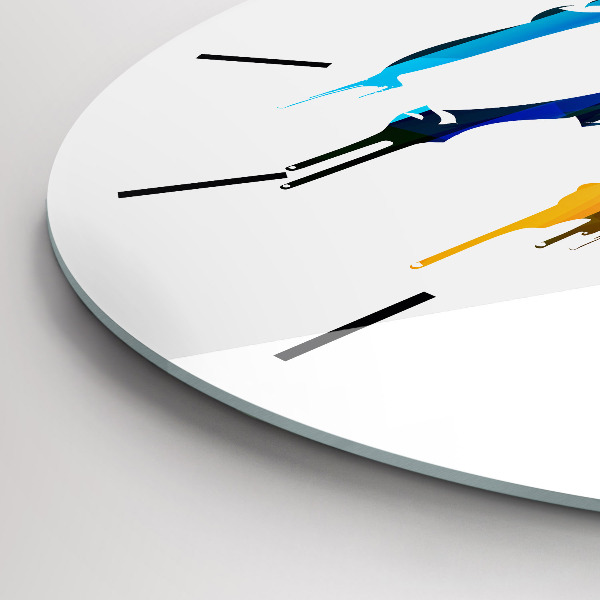 Ceas rotund de perete din sticlă Elefant pictat colorat