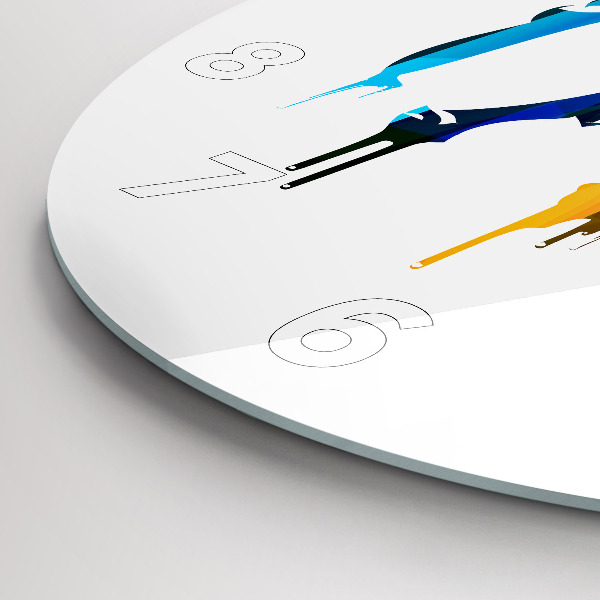 Ceas rotund de perete din sticlă Elefant pictat colorat