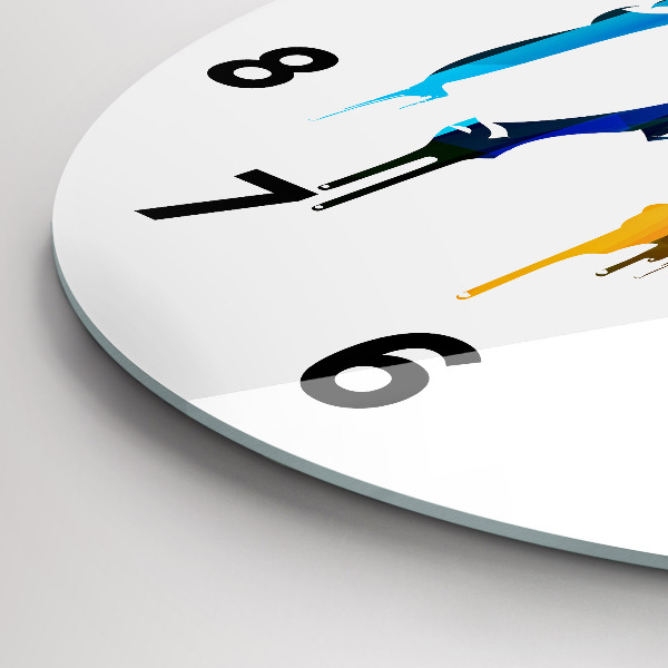 Ceas rotund de perete din sticlă Elefant pictat colorat