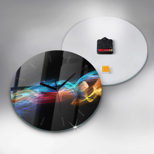 Ceas rotund de perete din sticlă Linii colorate abstracte