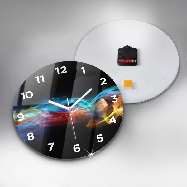 Ceas rotund de perete din sticlă Linii colorate abstracte