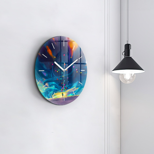 Ceas rotund de perete din sticlă Copil și baloane