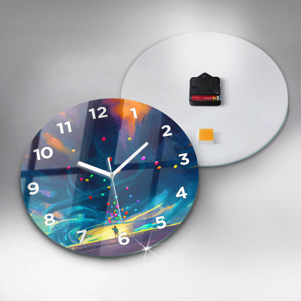 Ceas rotund de perete din sticlă Copil și baloane