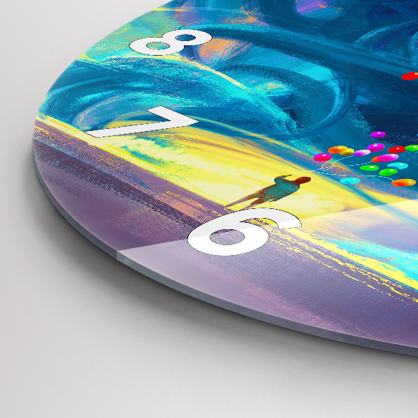 Ceas rotund de perete din sticlă Copil și baloane